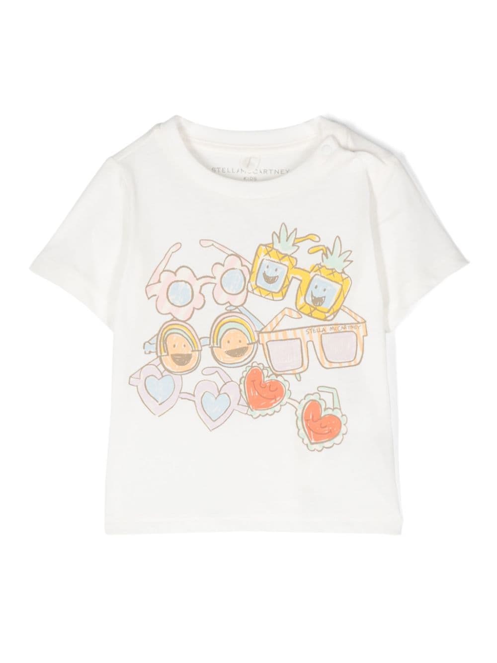 Stella McCartney Kids Sunglasses Doodle-print cotton T-shirt - White von Stella McCartney Kids