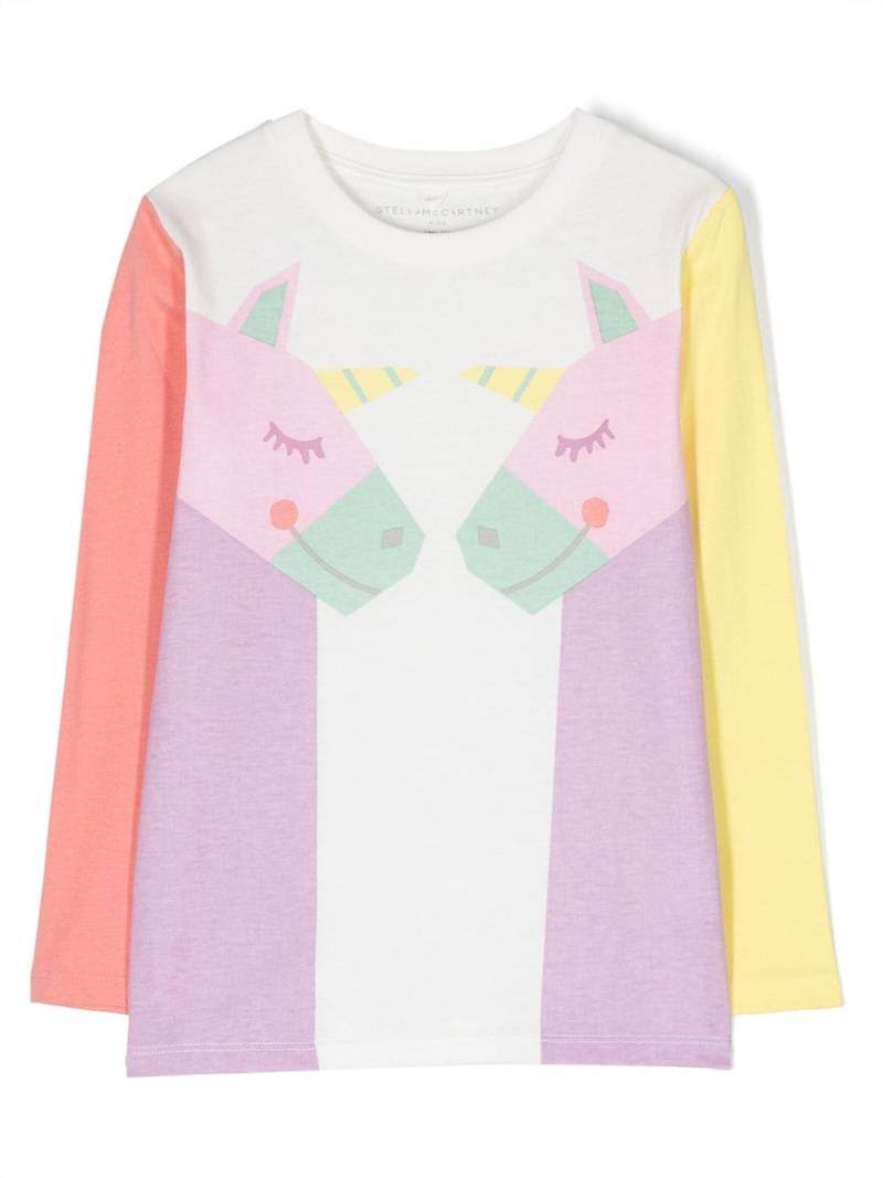 Stella McCartney Kids Twin Unicord long-sleeves cotton T-shirt - White von Stella McCartney Kids