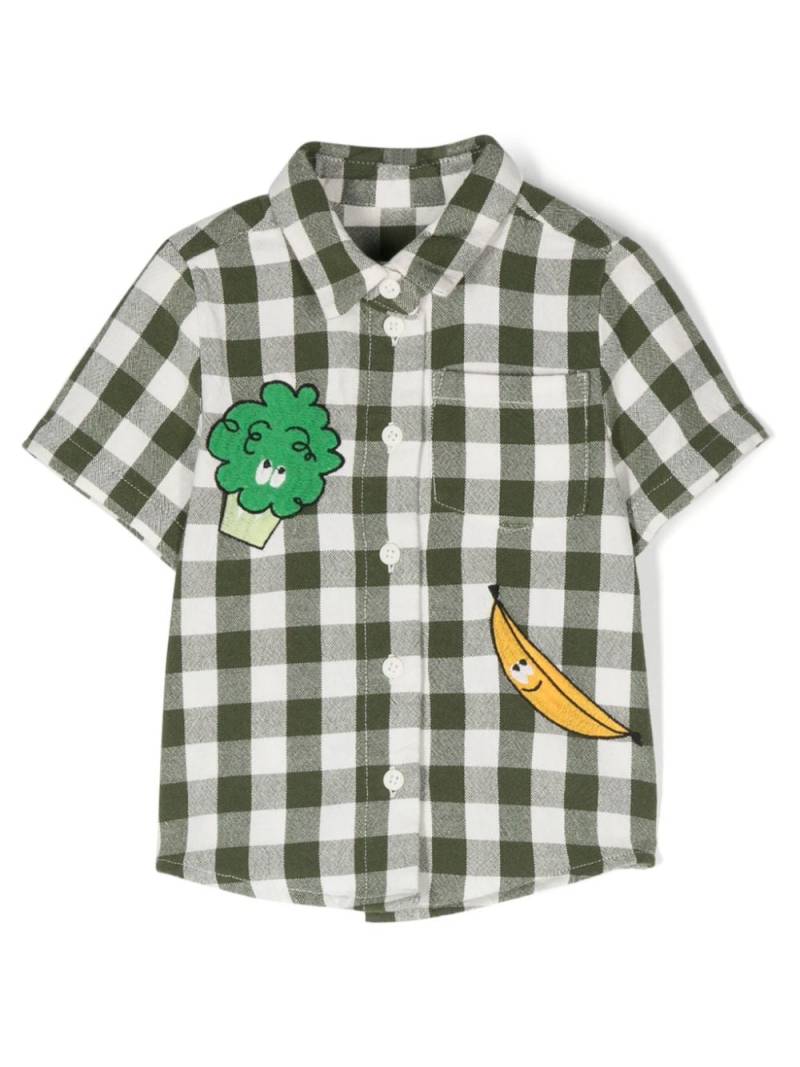 Stella McCartney Kids Veggie-embroidered checked shirt - Green von Stella McCartney Kids