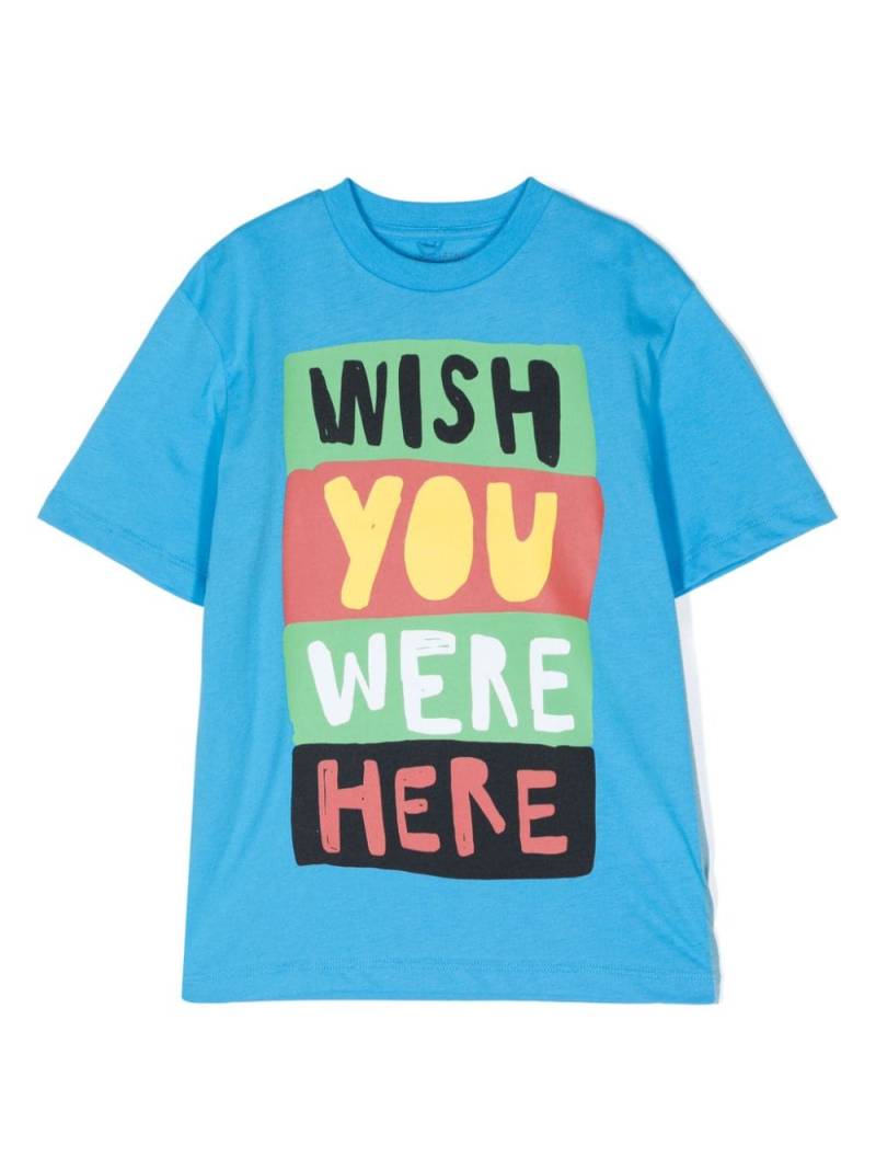 Stella McCartney Kids 'Wish You Were Here' cotton T-shirt - Blue von Stella McCartney Kids