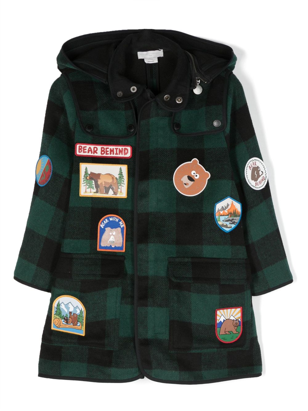 Stella McCartney Kids badge-detailing checked coat - Green von Stella McCartney Kids