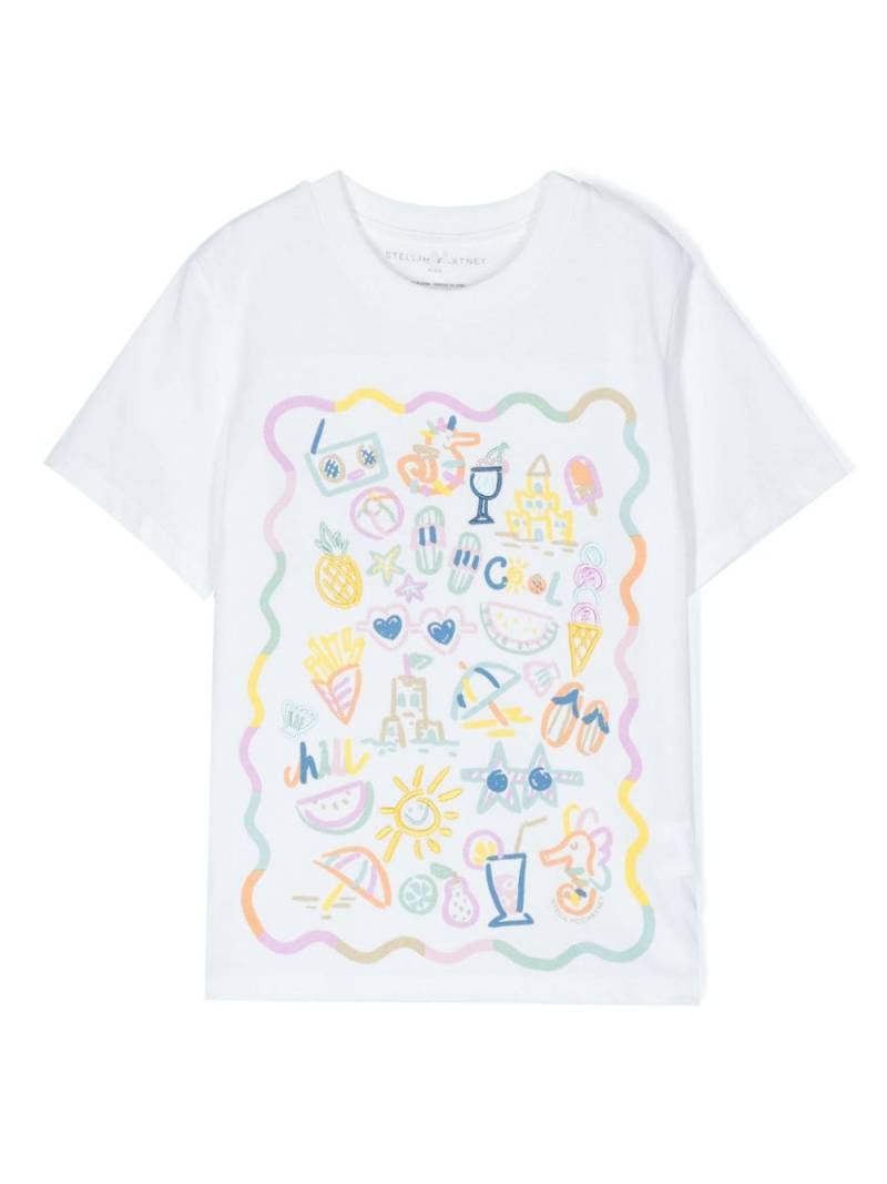 Stella McCartney Kids beach-print cotton T-shirt - White von Stella McCartney Kids