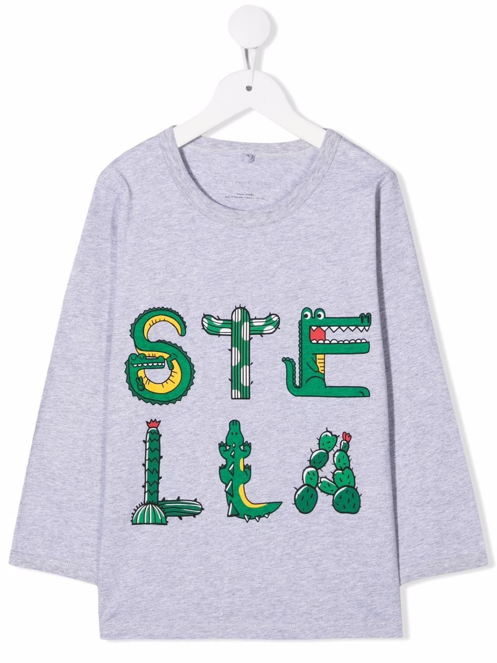 Stella McCartney Kids cactus crocodile logo-print top - Grey von Stella McCartney Kids