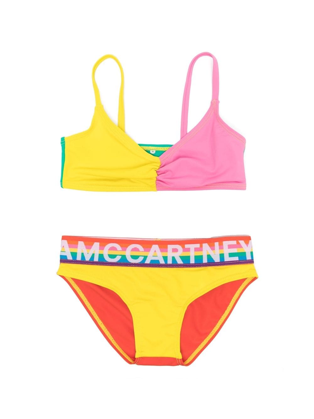 Stella McCartney Kids colour-block logo-waistband bikini - Pink von Stella McCartney Kids