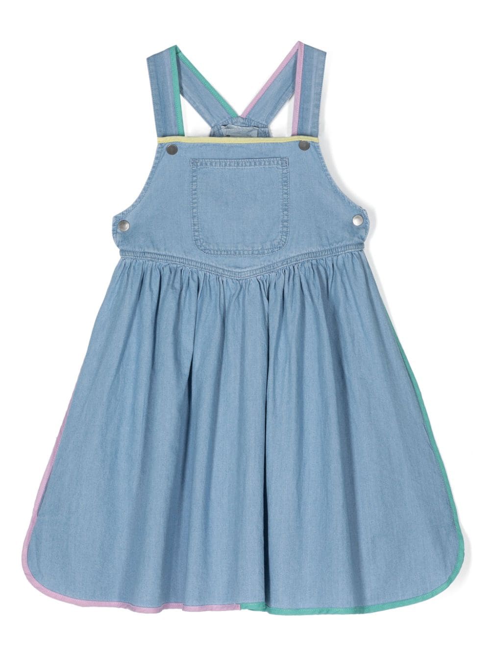Stella McCartney Kids contrasting-trim cotton dungaree dress - Blue von Stella McCartney Kids