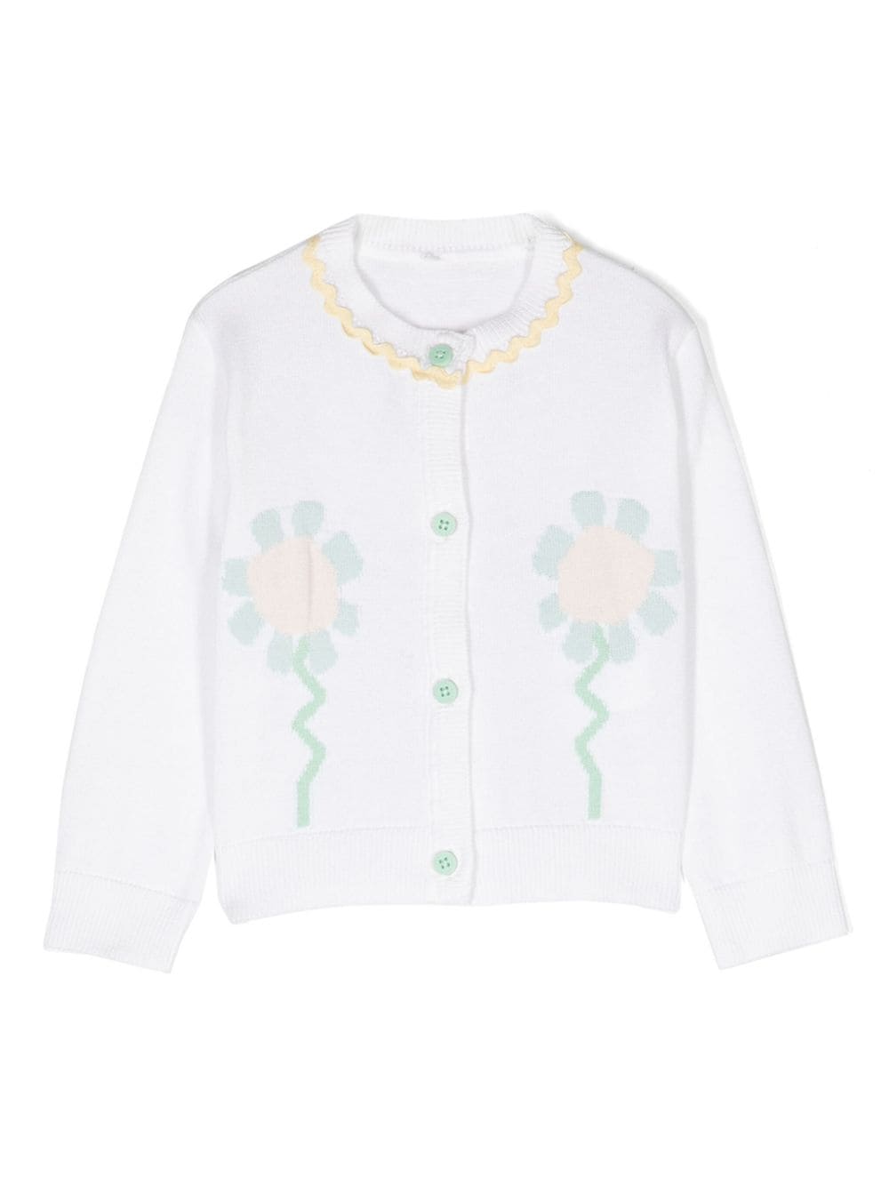 Stella McCartney Kids crew-neck intarsia-knit cardigan - White von Stella McCartney Kids