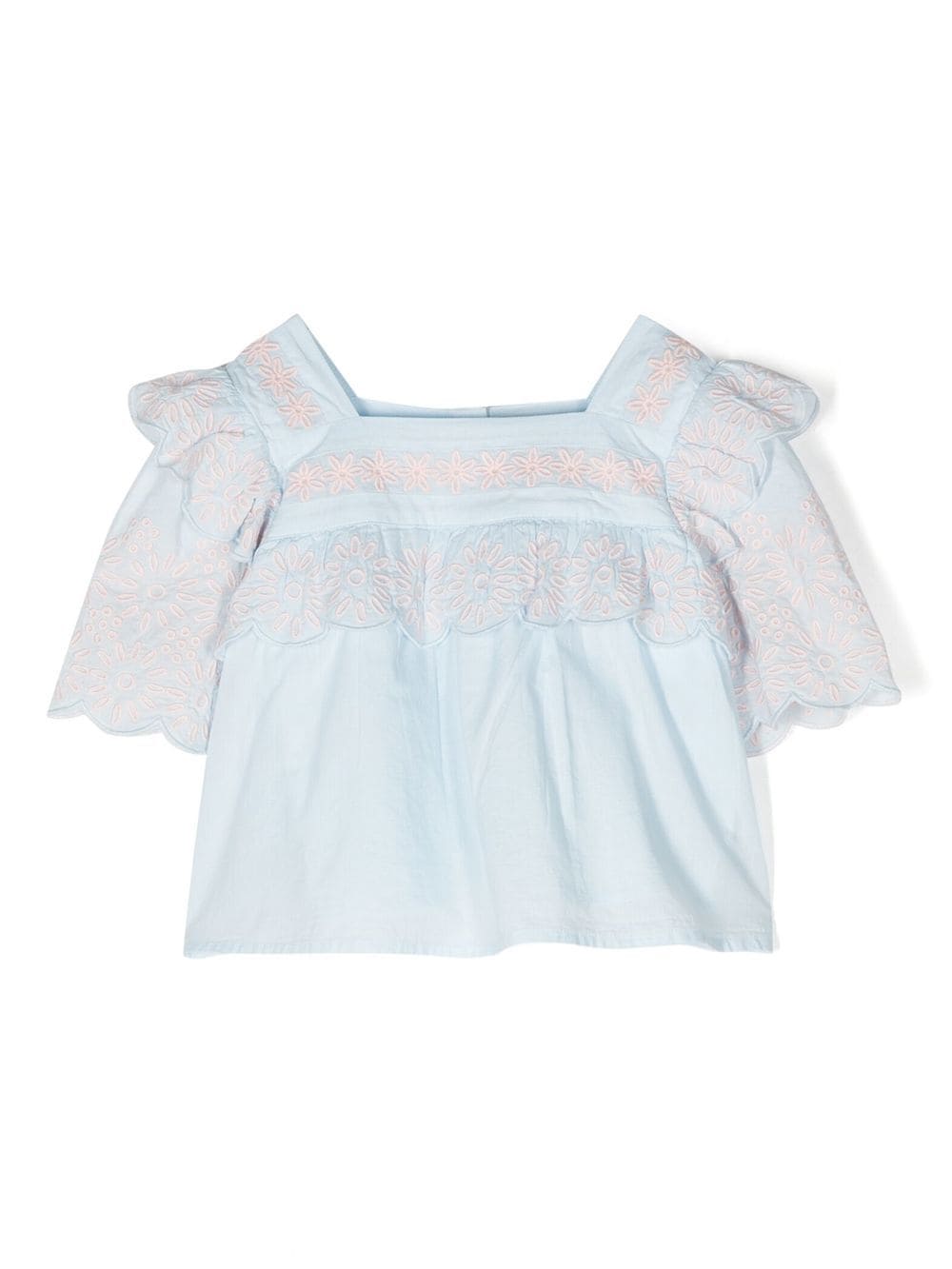 Stella McCartney Kids embroidered cotton top - Blue von Stella McCartney Kids