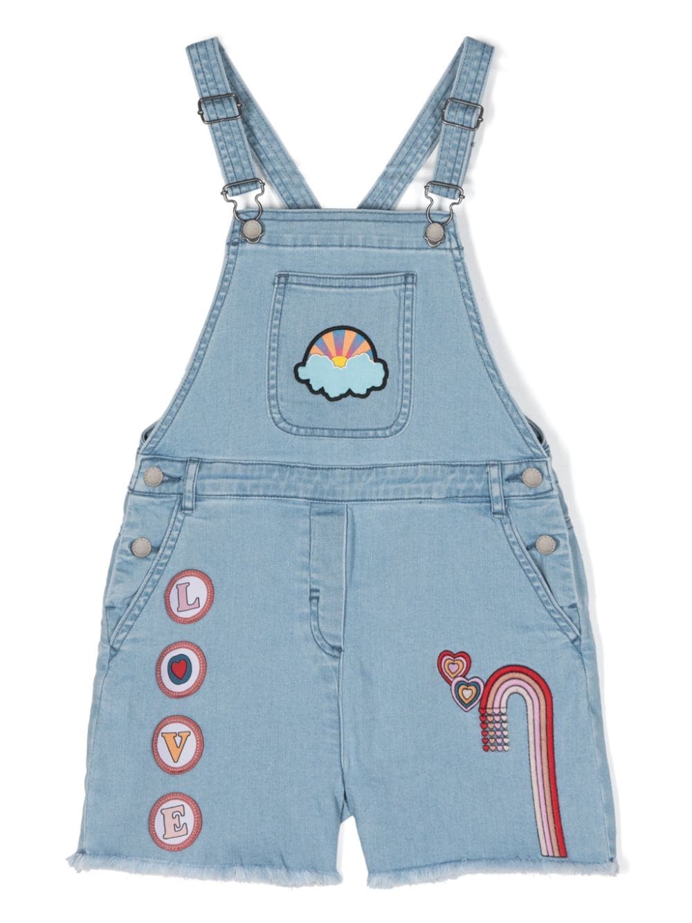 Stella McCartney Kids embroidered-motif denim playsuit - Blue von Stella McCartney Kids