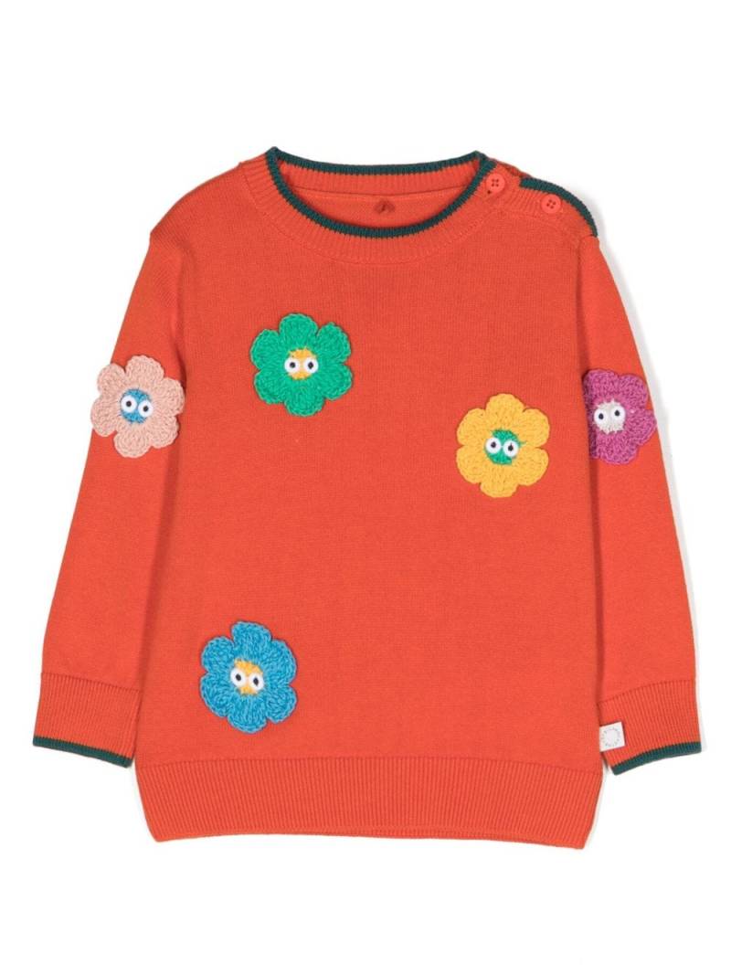 Stella McCartney Kids floral-appliqué knitted cotton jumper - Orange von Stella McCartney Kids