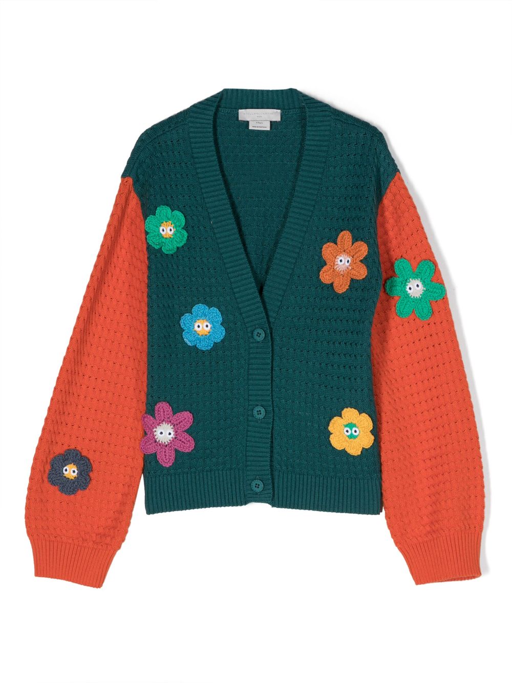 Stella McCartney Kids floral-embroidered crochet-knit cardigan - Green von Stella McCartney Kids
