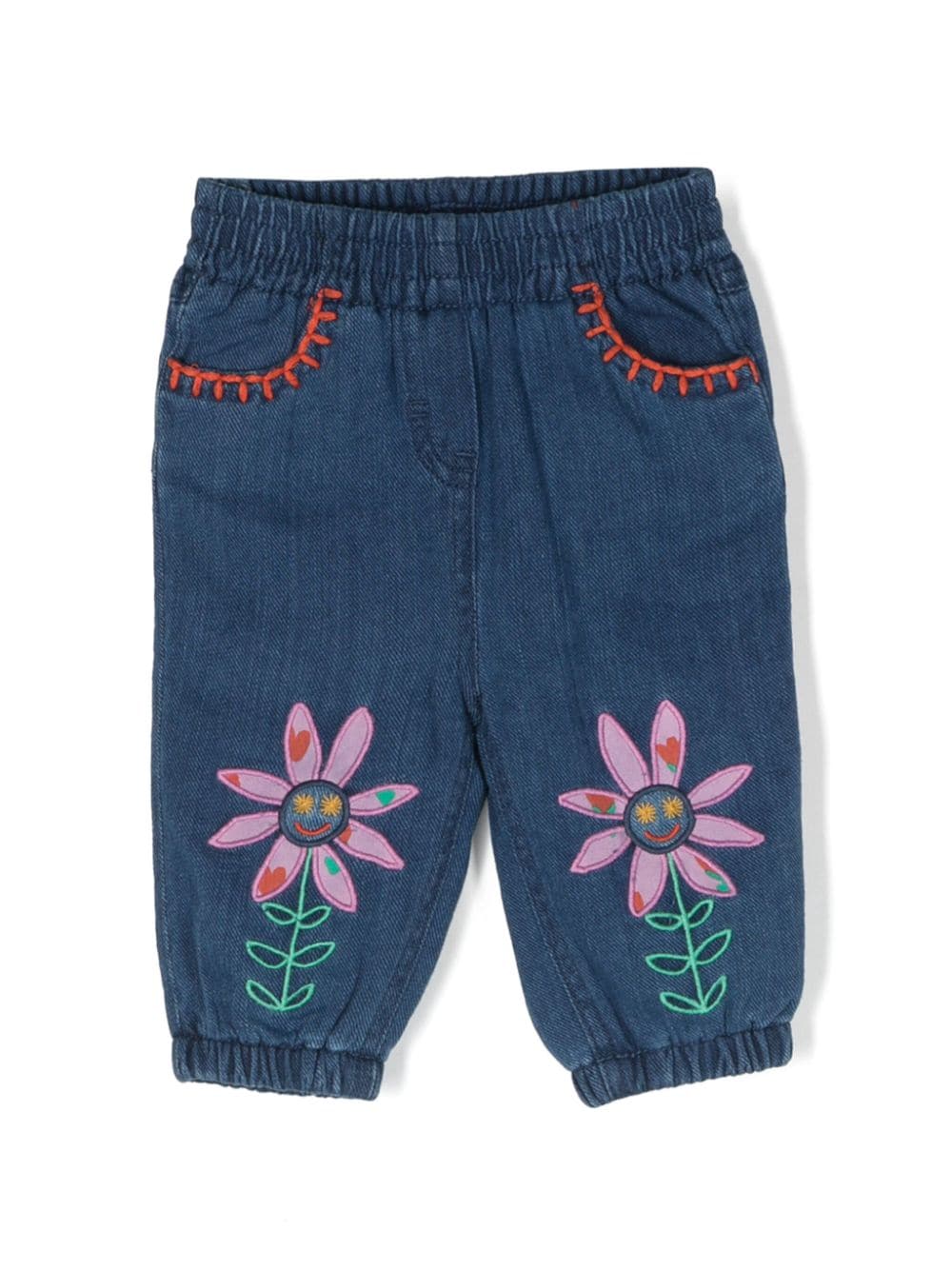 Stella McCartney Kids floral-embroidered tapered-leg jeans - Blue von Stella McCartney Kids