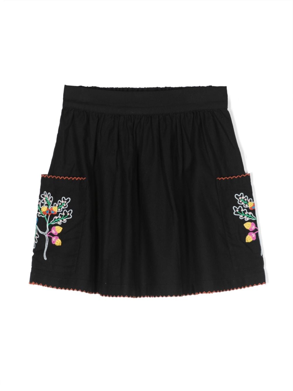 Stella McCartney Kids floral-embroidered cotton skirt - Black von Stella McCartney Kids