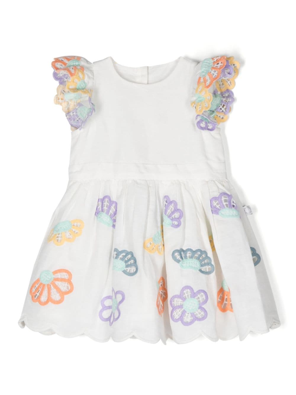 Stella McCartney Kids floral-embroidery scallop-trim dress - White von Stella McCartney Kids