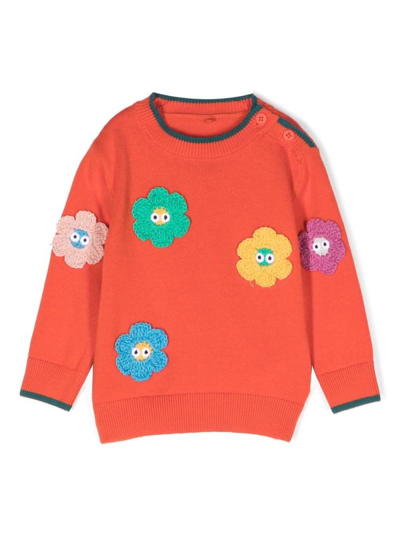 Stella McCartney Kids floral-motif knitted cotton jumper - Orange von Stella McCartney Kids