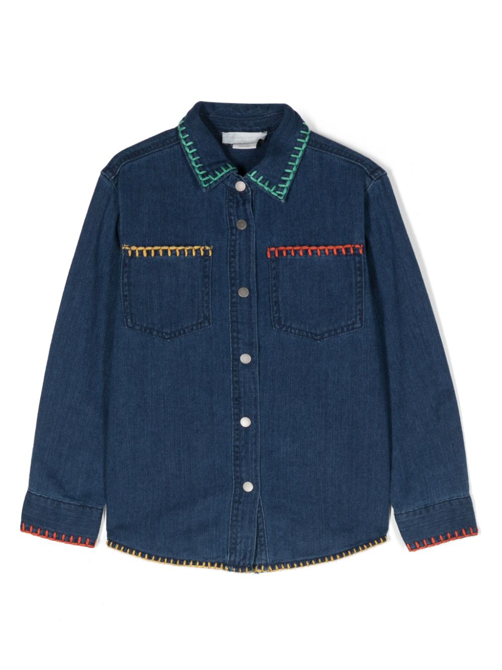 Stella McCartney Kids floral-patch denim shirt - Blue von Stella McCartney Kids