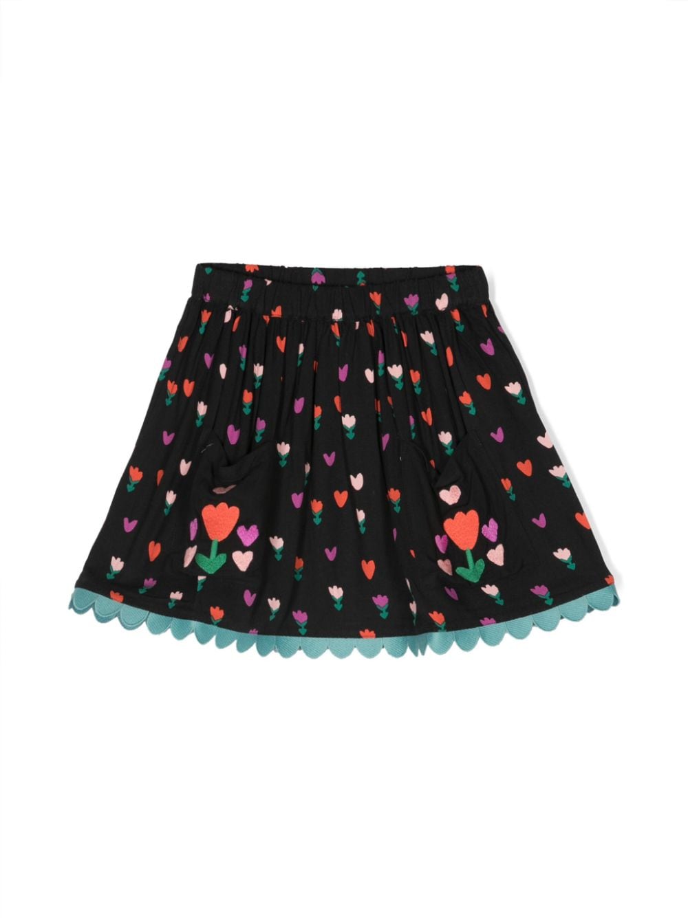 Stella McCartney Kids floral-print pleated skirt - Black von Stella McCartney Kids