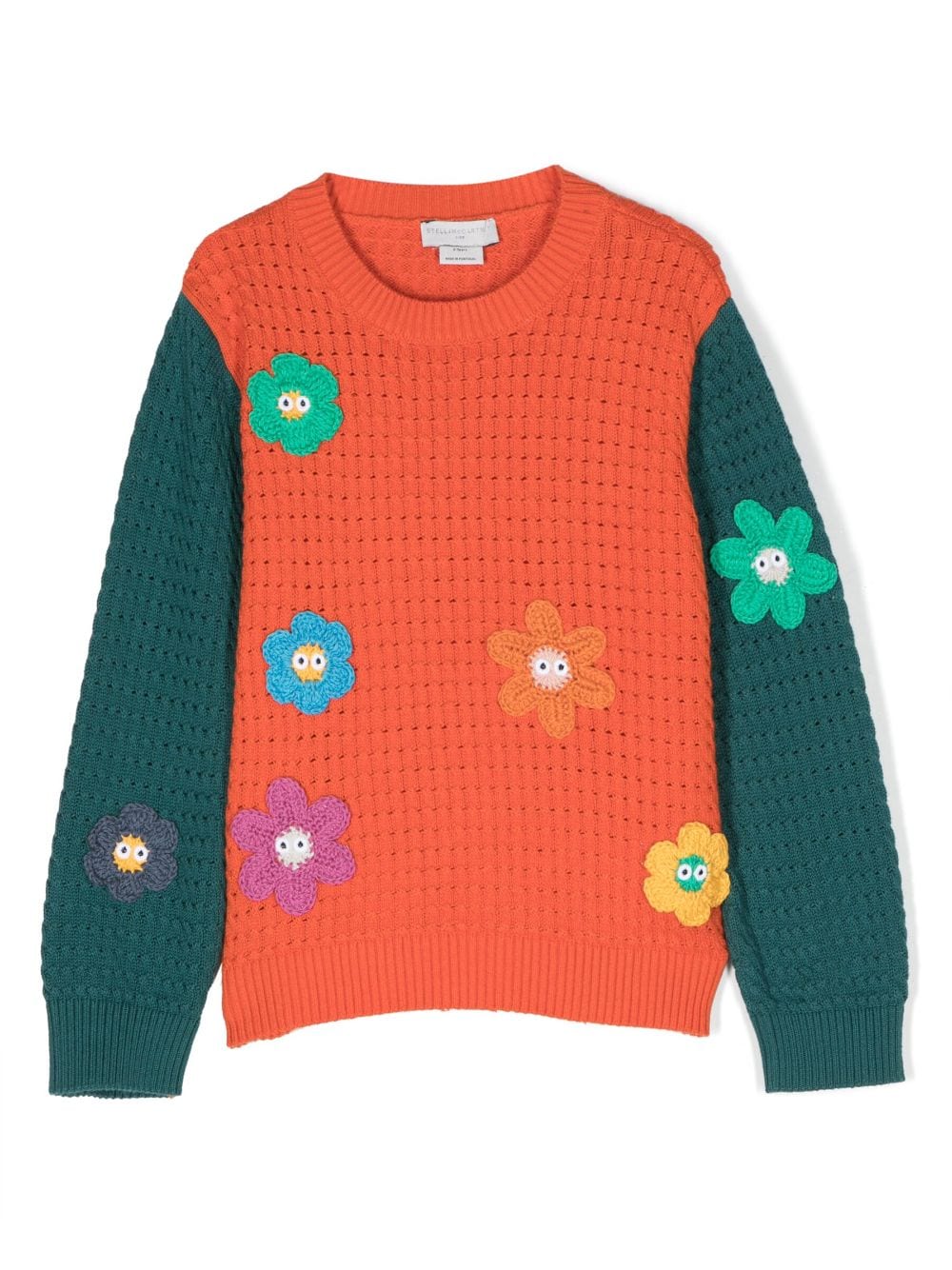 Stella McCartney Kids flower-embroidered colour-block jumper - Orange von Stella McCartney Kids