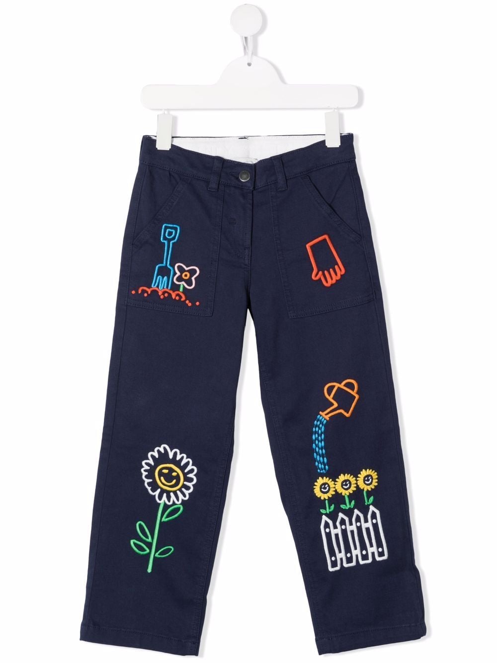 Stella McCartney Kids flower-embroidered trousers - Blue von Stella McCartney Kids