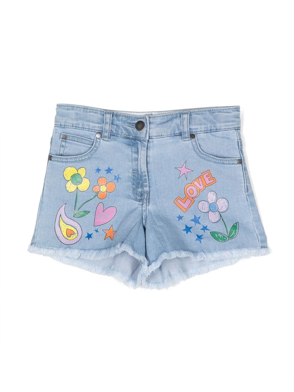 Stella McCartney Kids graphic-print denim shorts - Blue von Stella McCartney Kids