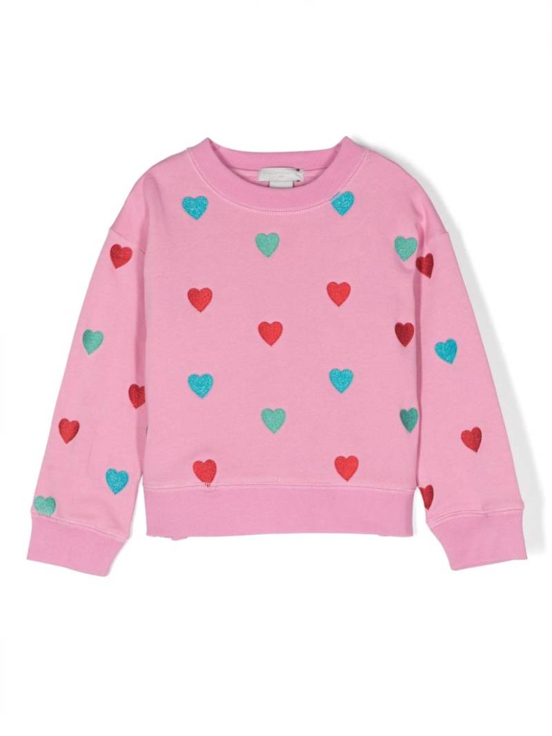 Stella McCartney Kids heart-embroidered cotton sweatshirt - Pink von Stella McCartney Kids