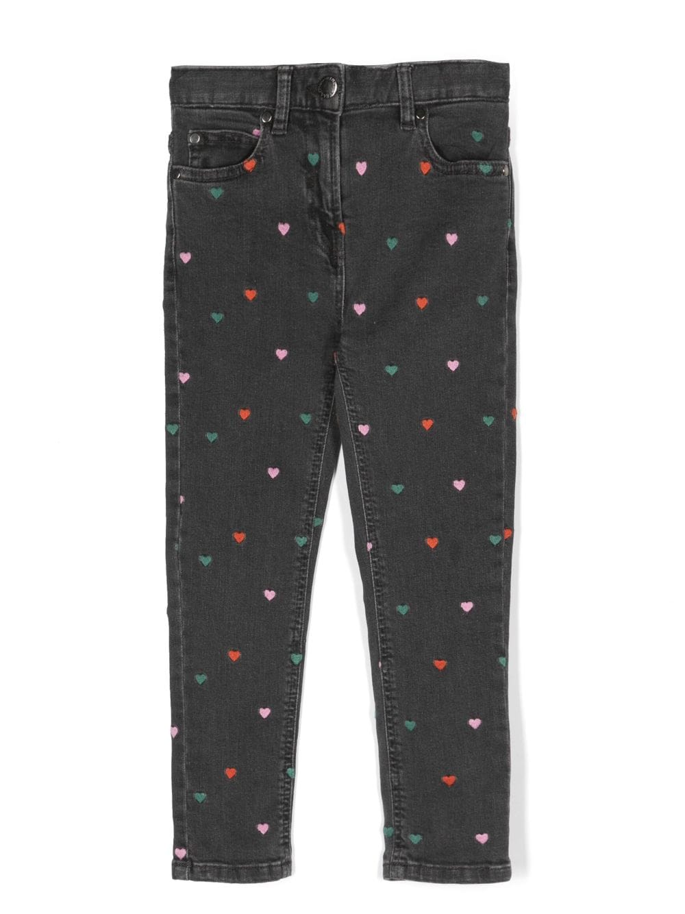 Stella McCartney Kids heart-embroidered straight-leg jeans - Grey von Stella McCartney Kids