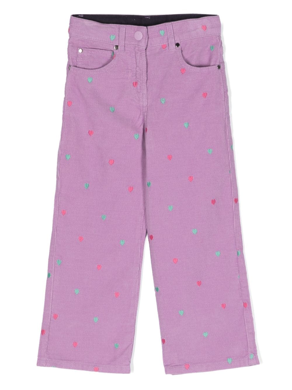 Stella McCartney Kids heart-embroidery corduroy trousers - Purple von Stella McCartney Kids