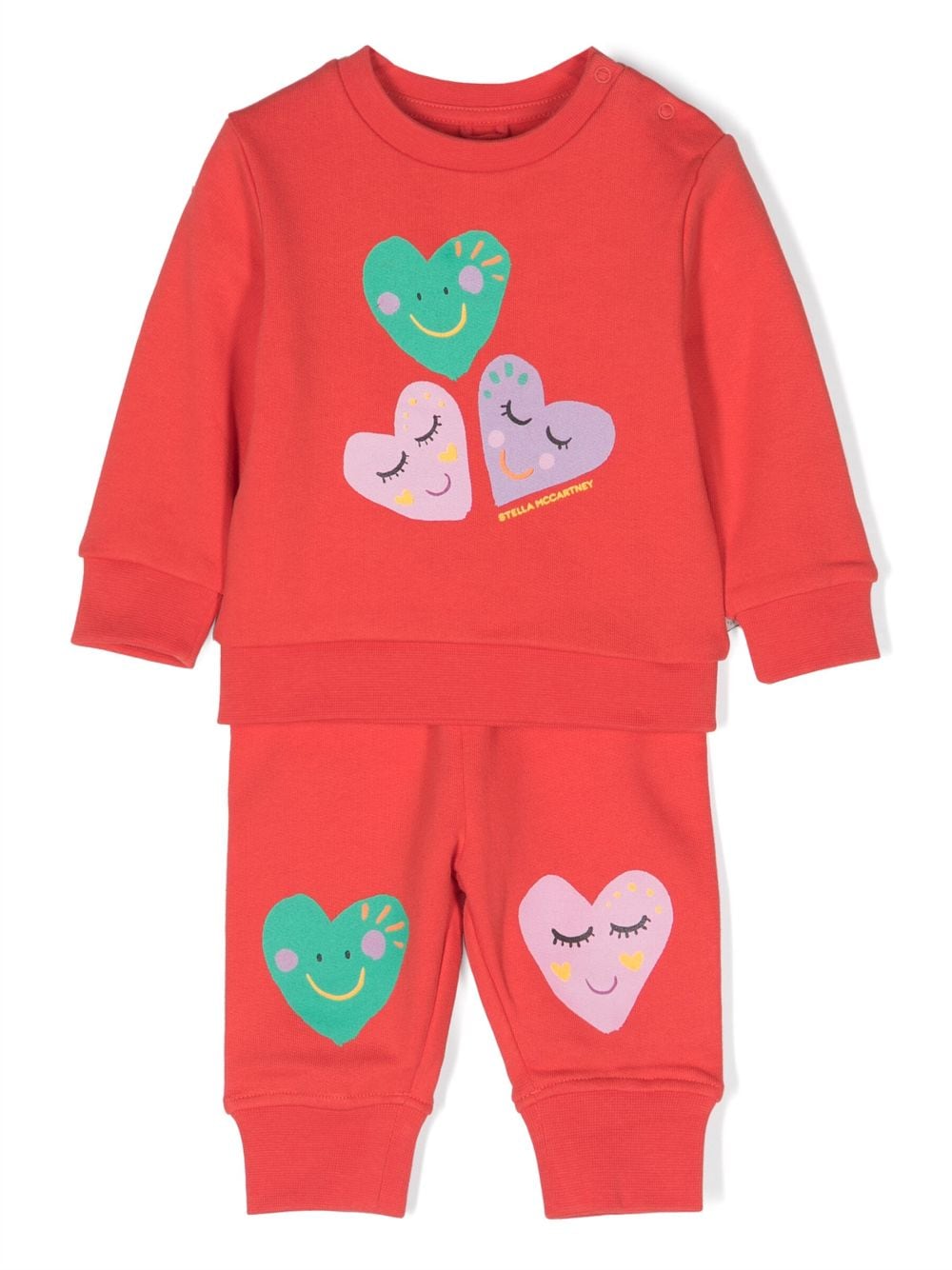 Stella McCartney Kids heart-motif cotton tracksuit set - Red von Stella McCartney Kids