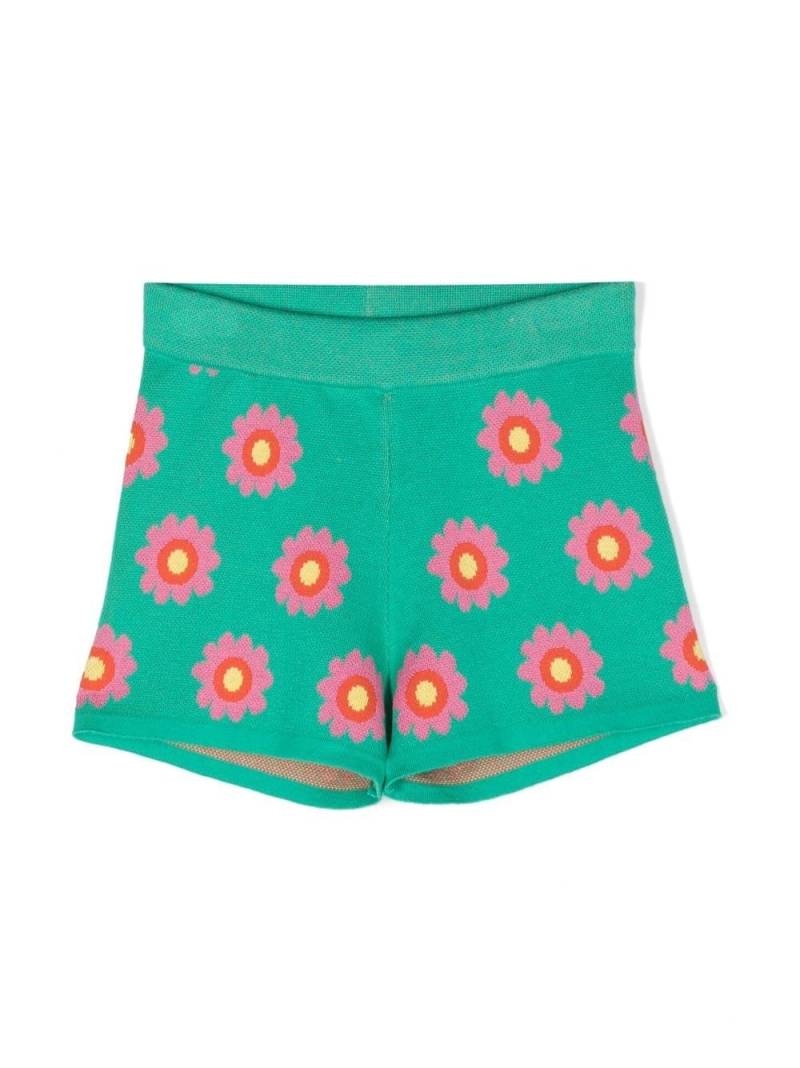 Stella McCartney Kids knitted floral-print shorts - Green von Stella McCartney Kids