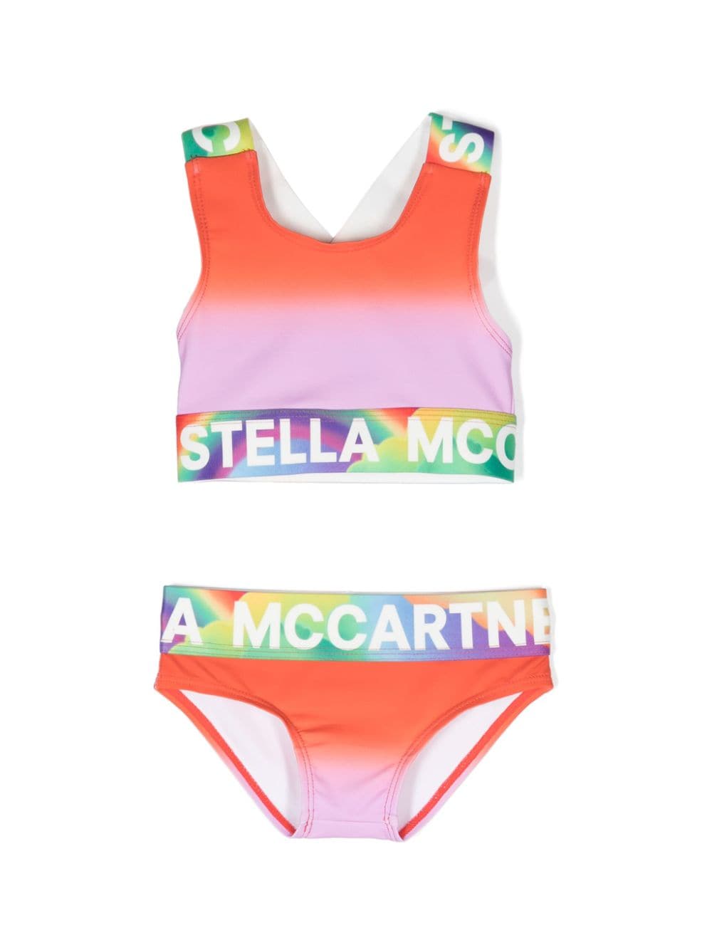 Stella McCartney Kids logo-tape ombré bikini - Orange von Stella McCartney Kids