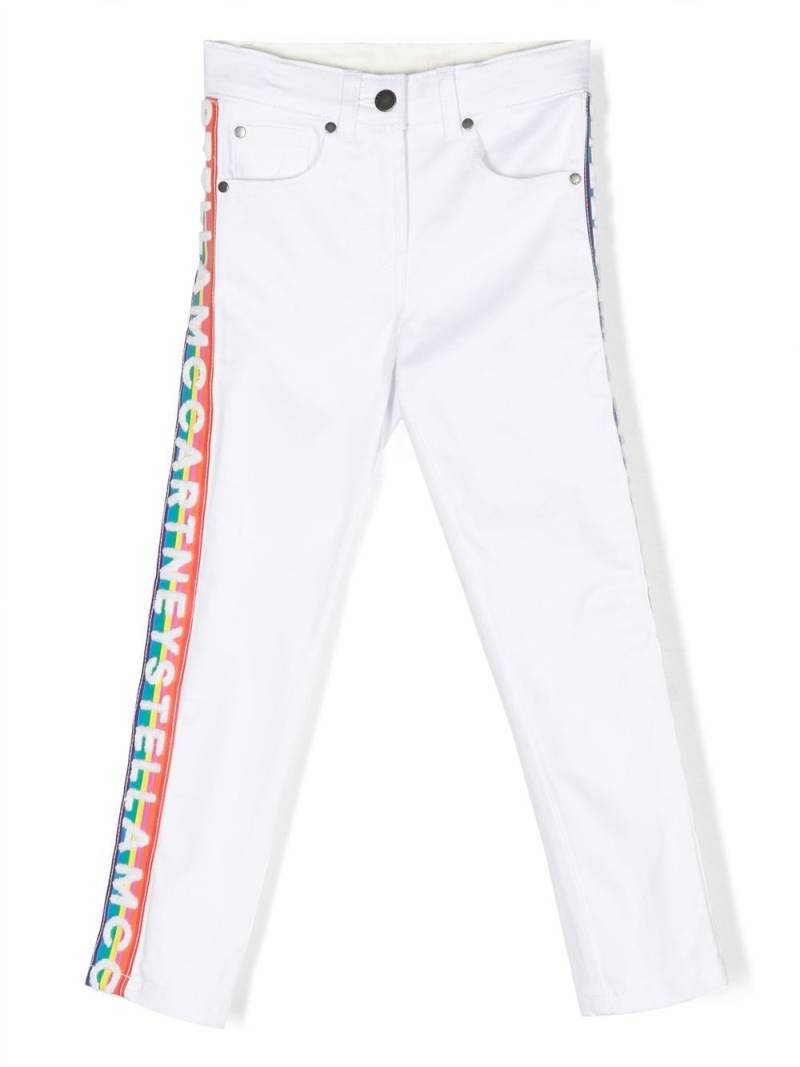 Stella McCartney Kids logo-tape straight-leg jeans - White von Stella McCartney Kids
