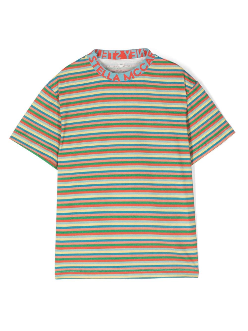 Stella McCartney Kids logo-tape striped T-shirt - Multicolour von Stella McCartney Kids