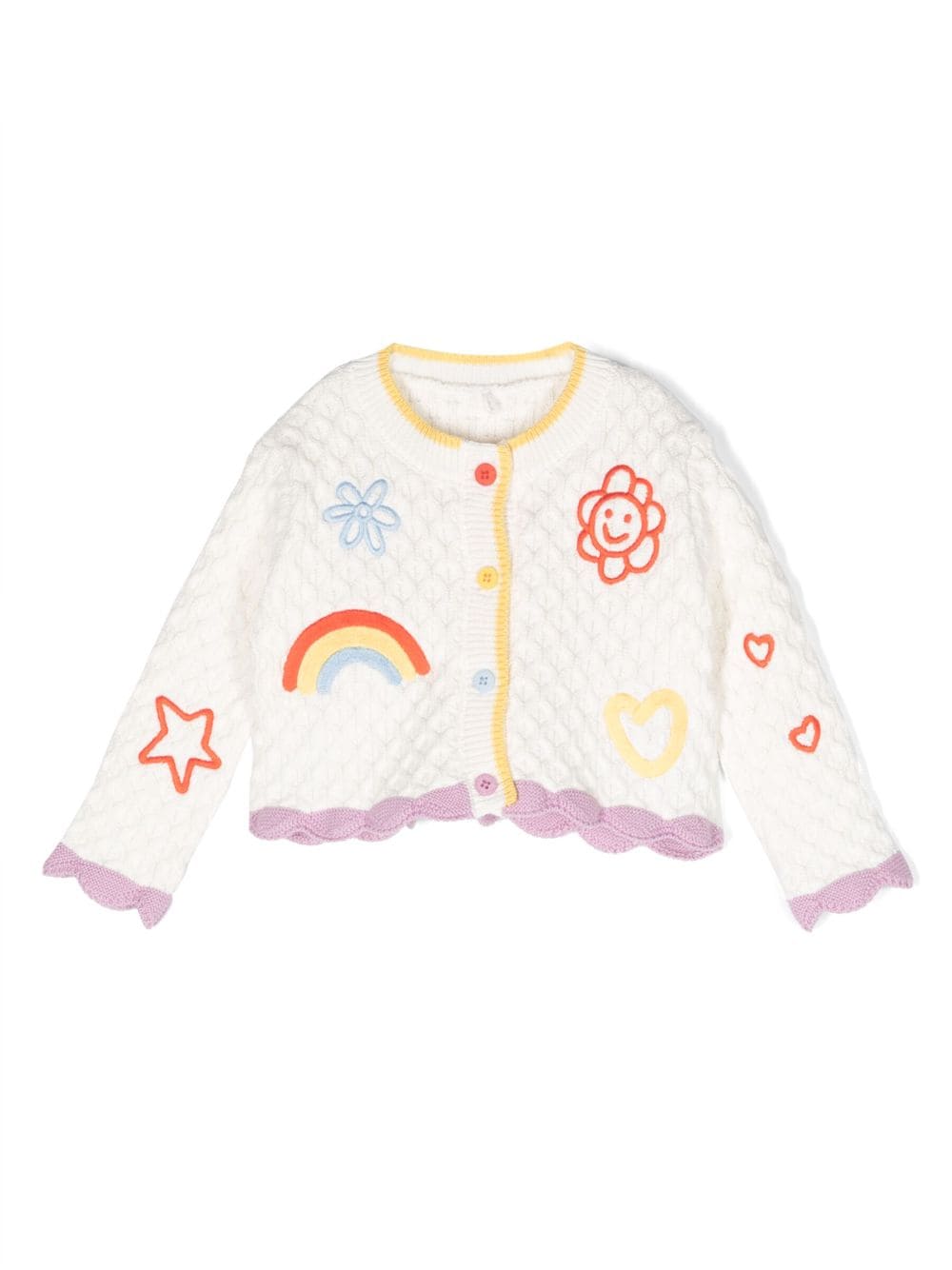 Stella McCartney Kids motif-embroidered organic cotton cardigan - White von Stella McCartney Kids