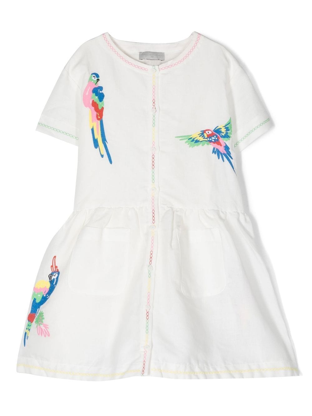 Stella McCartney Kids parrot embroidered-motif shirt-dress - White von Stella McCartney Kids