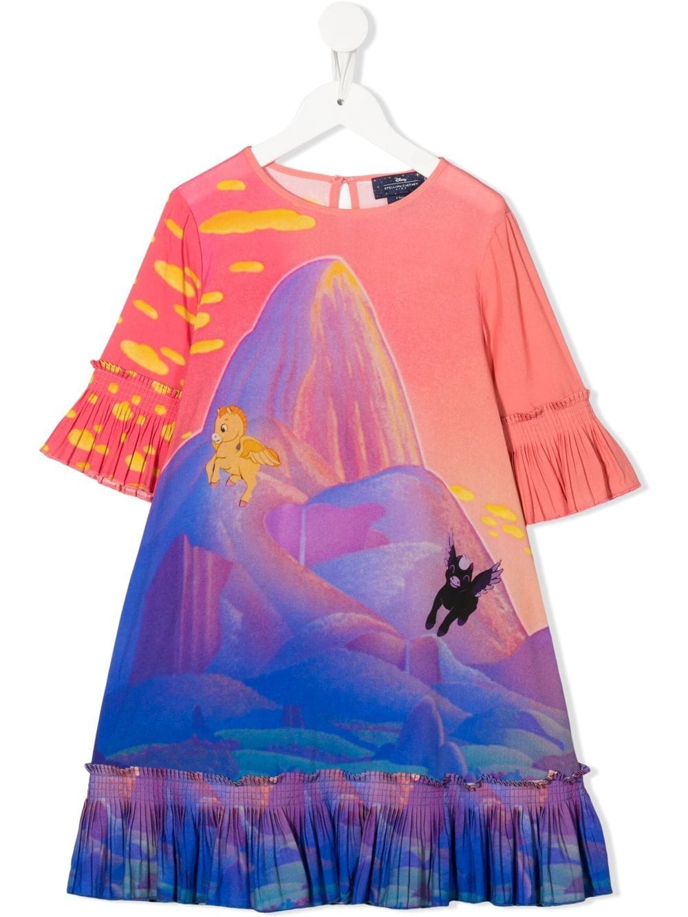 Stella McCartney Kids ruffled graphic-print dress - Blue von Stella McCartney Kids