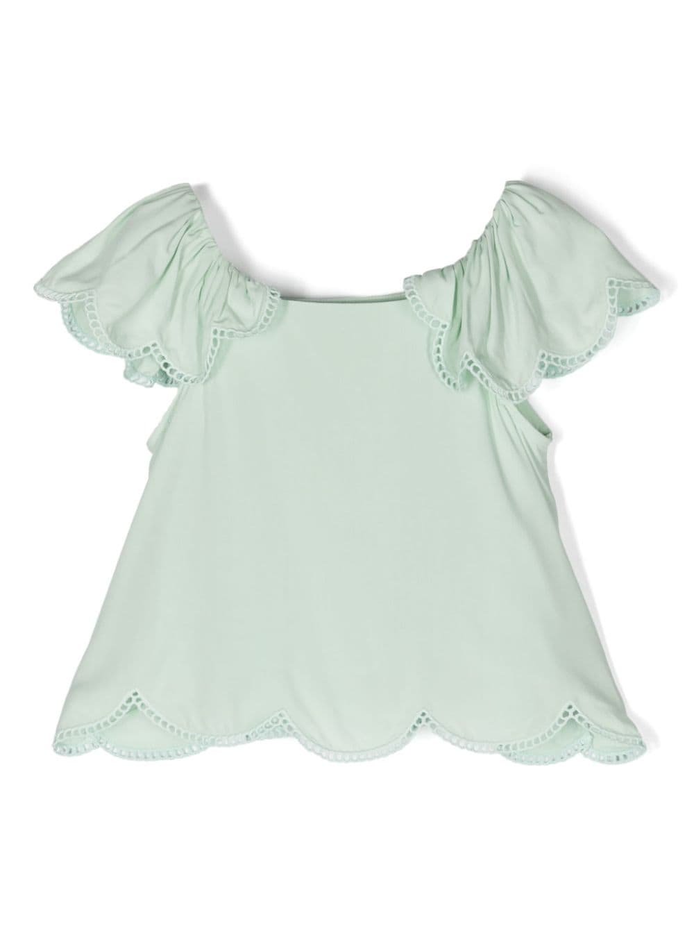 Stella McCartney Kids scalloped jersey blouse - Green von Stella McCartney Kids