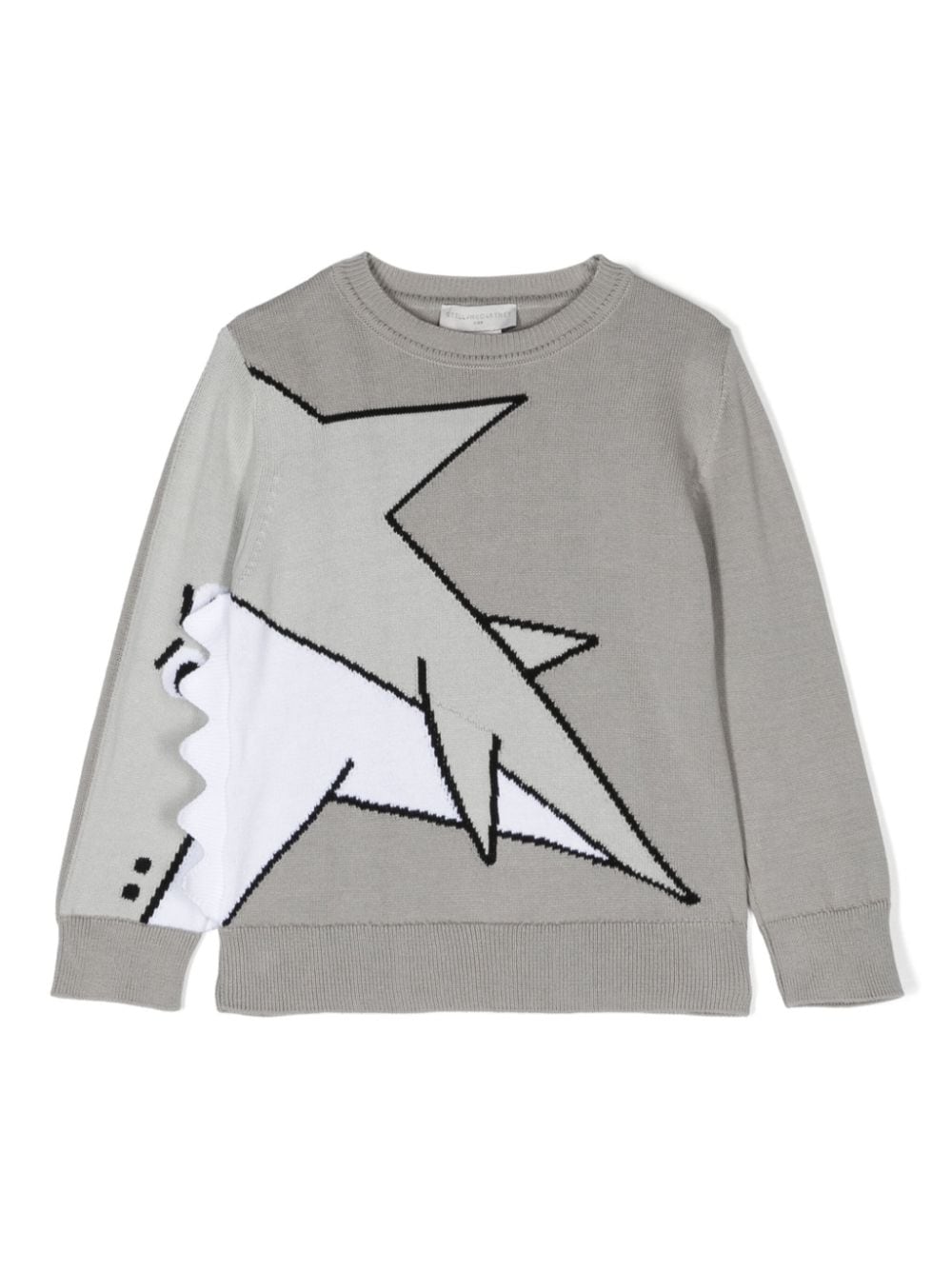 Stella McCartney Kids shark-intarsia cotton jumper - Grey von Stella McCartney Kids