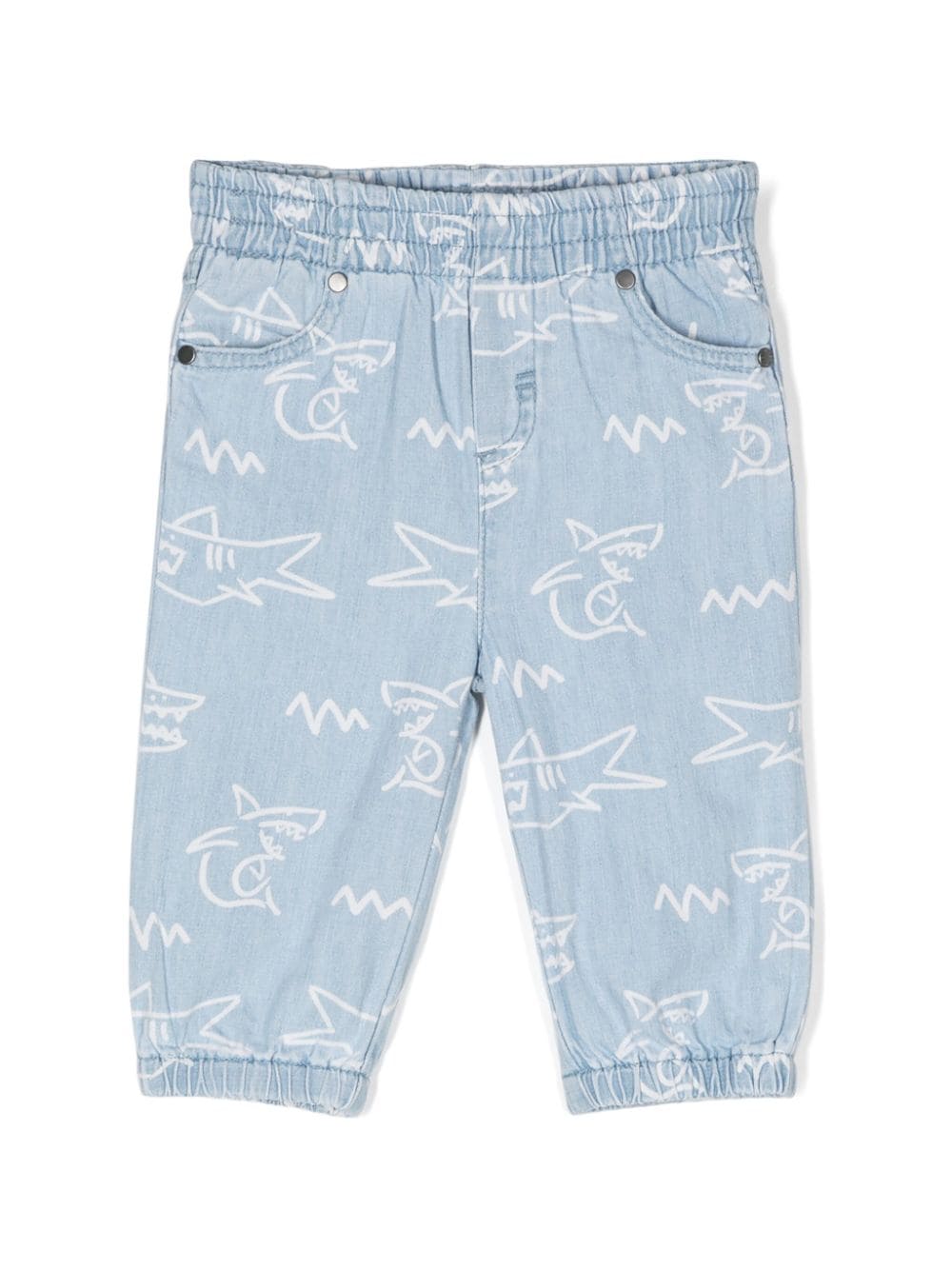 Stella McCartney Kids shark-print cotton jeans - Blue von Stella McCartney Kids