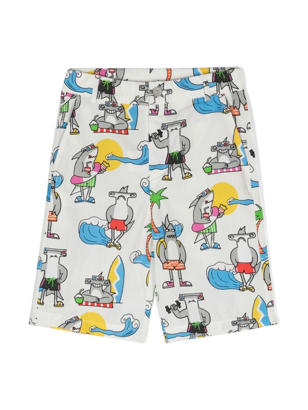 Stella McCartney Kids shark-print cotton shorts - White von Stella McCartney Kids