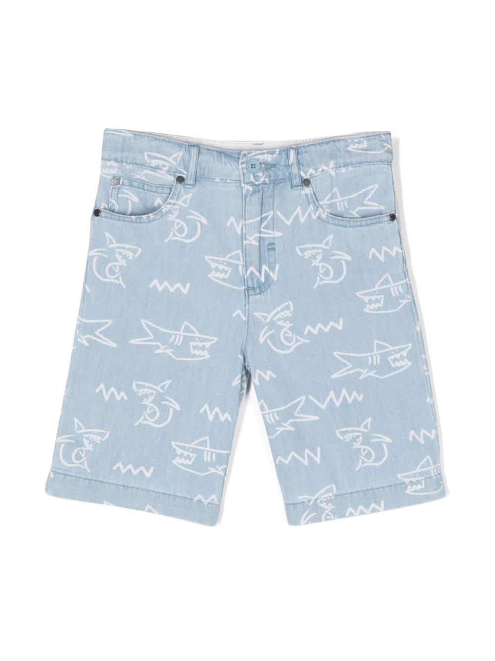 Stella McCartney Kids shark-print denim shorts - Blue von Stella McCartney Kids