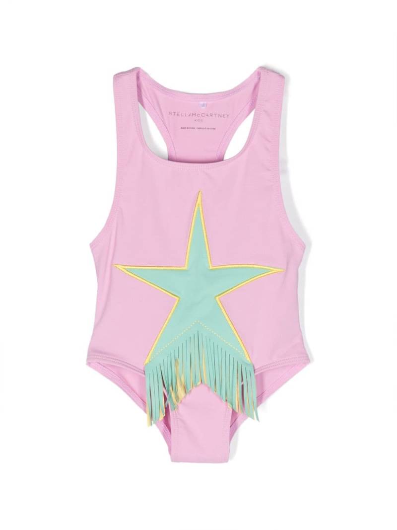 Stella McCartney Kids star-patch fringed swimsuit - Pink von Stella McCartney Kids