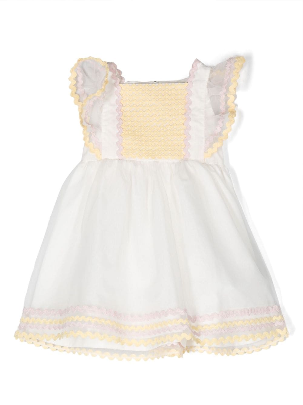 Stella McCartney Kids zigzag-detail ruffled dress - Neutrals von Stella McCartney Kids