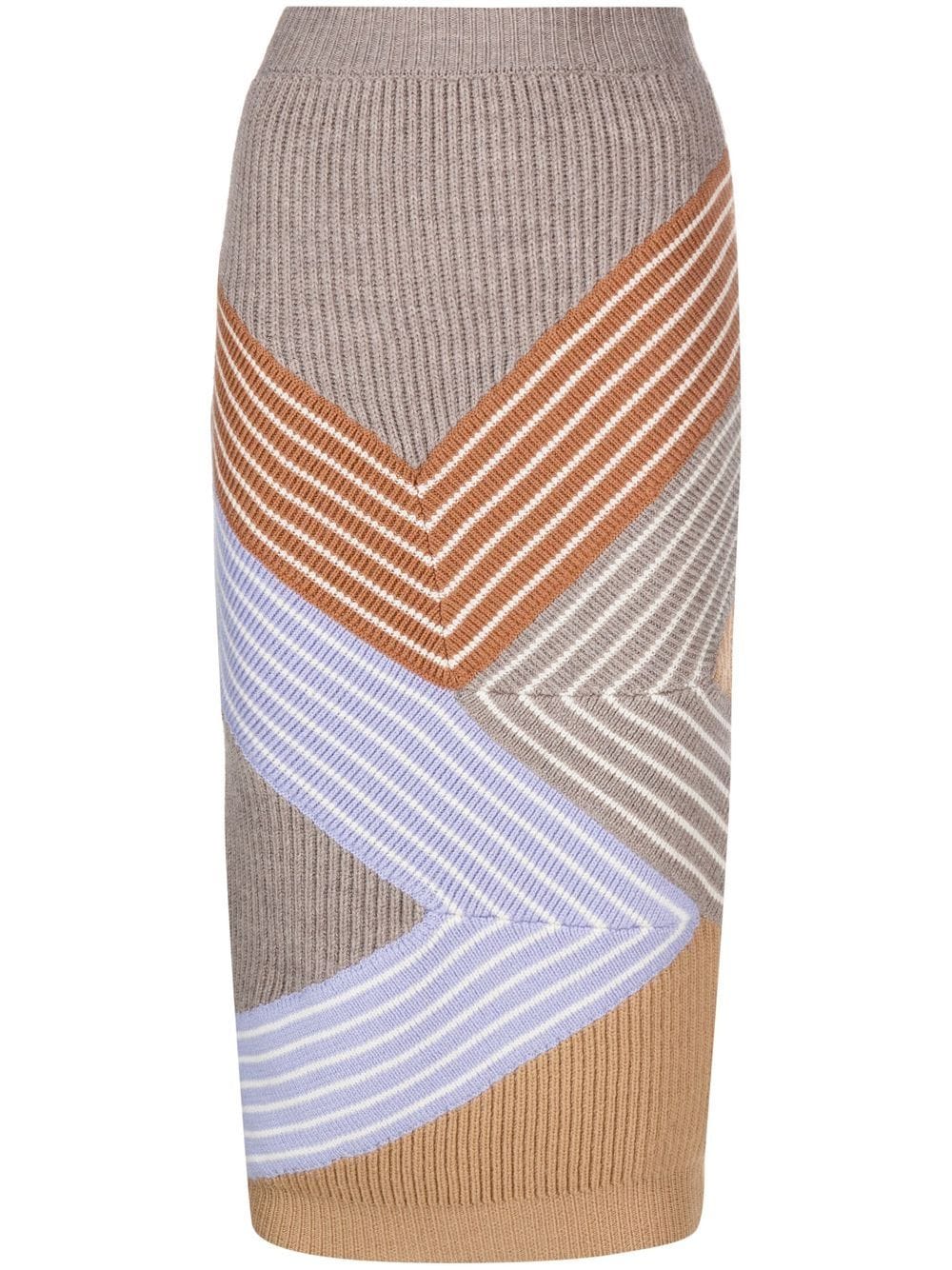 Stella McCartney 3D stripes wool midi skirt - Brown von Stella McCartney