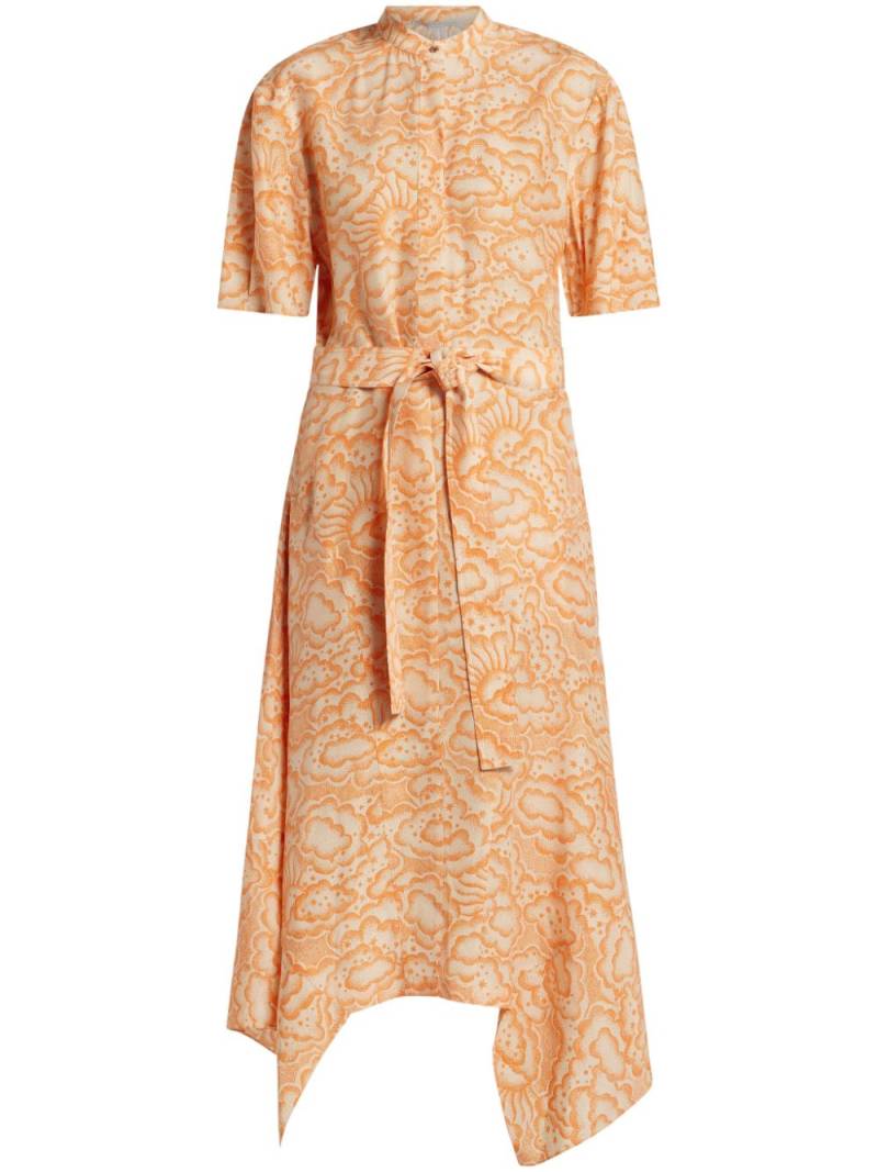 Stella McCartney Cloud-print silk midi dress - Orange von Stella McCartney