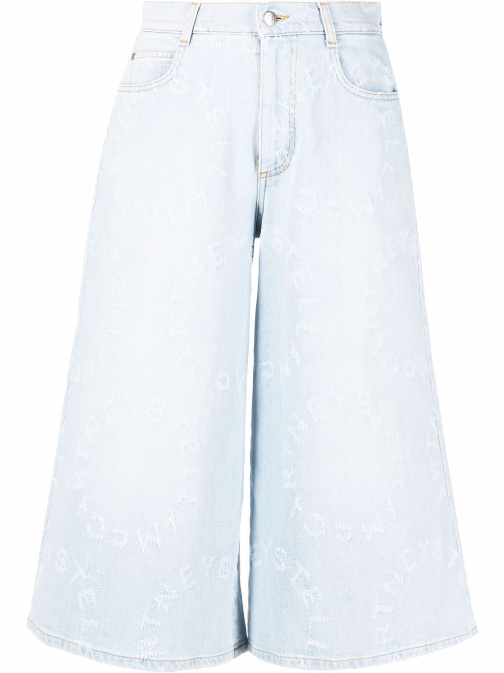 Stella McCartney Stella Logo distressed denim culottes - Blue von Stella McCartney