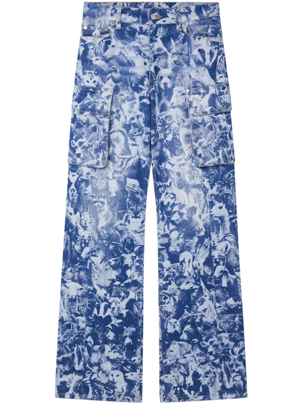 Stella McCartney animal-print mid-rise cargo jeans - Blue von Stella McCartney