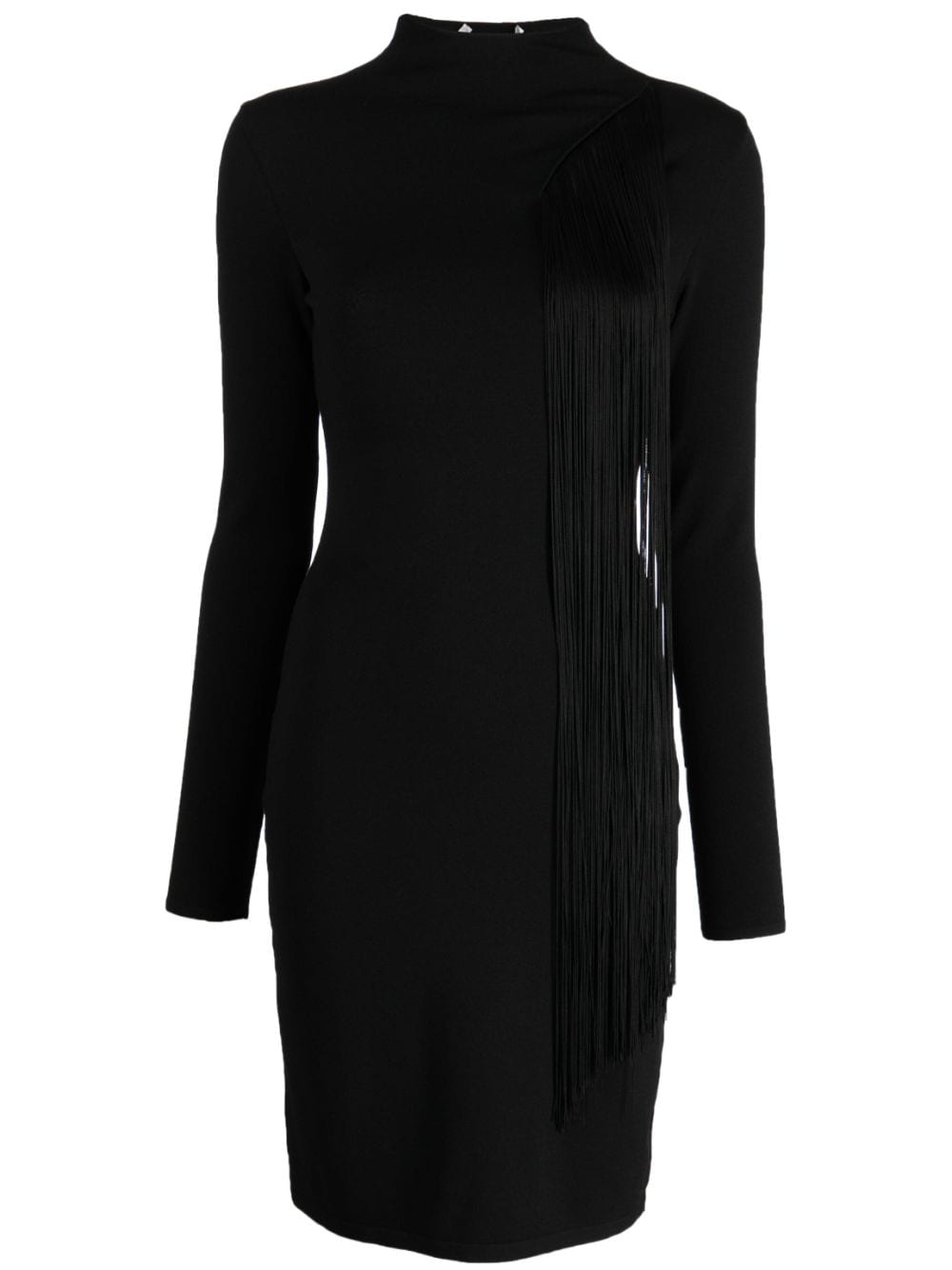 Stella McCartney asymmetric fringed knitted dress - Black von Stella McCartney