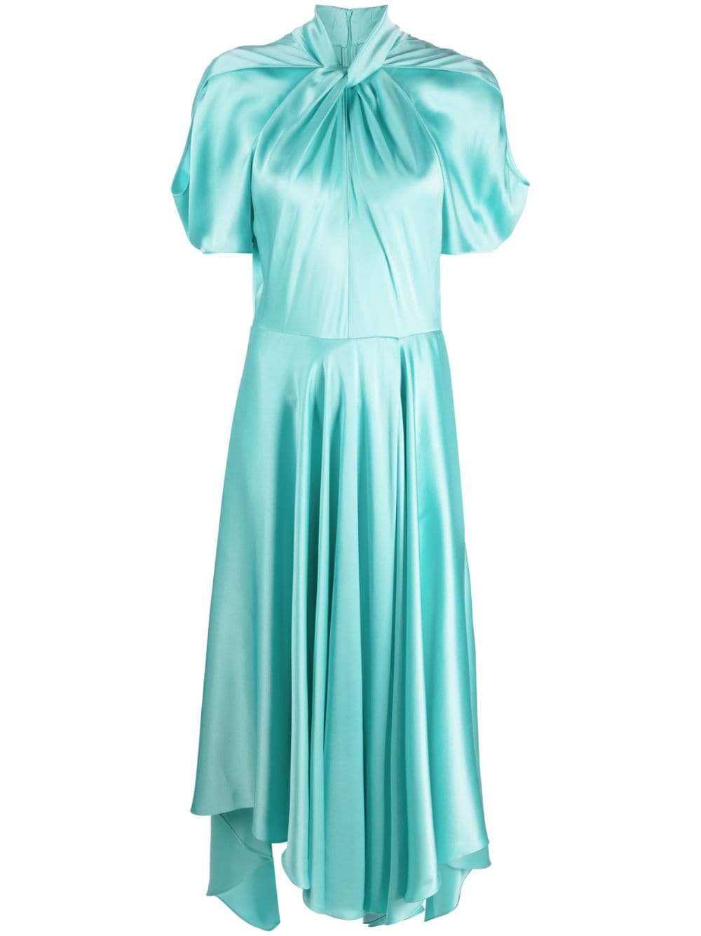 Stella McCartney asymmetric twist-detail pleated dress - Blue von Stella McCartney