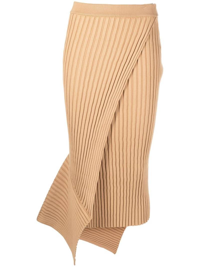 Stella McCartney asymmetric rib-knit wrap skirt - Brown von Stella McCartney