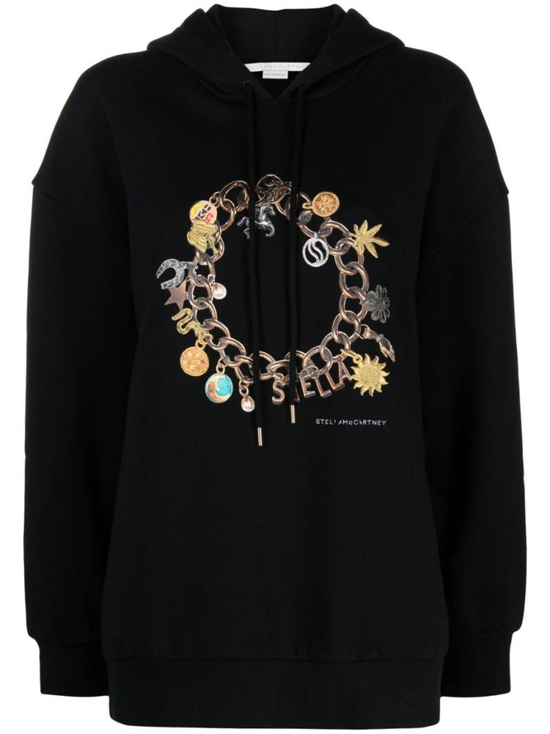 Stella McCartney bracelet-print cotton hoodie - Black von Stella McCartney