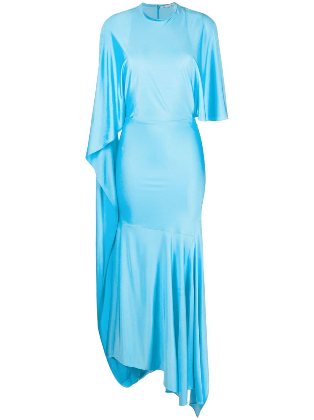 Stella McCartney cape-sleeve asymmetric maxi dress - Blue von Stella McCartney